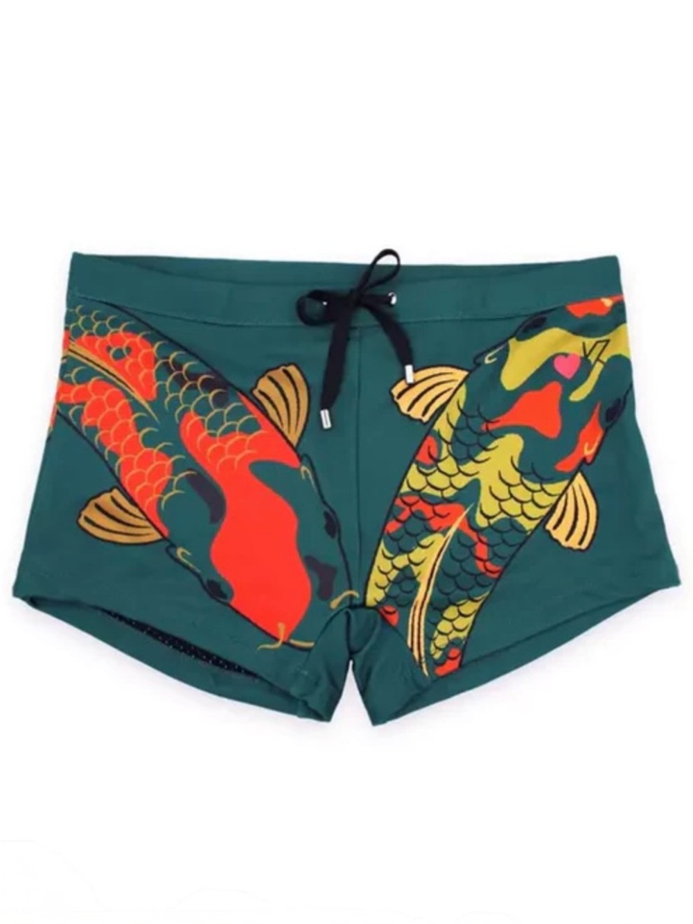 Kaftko Green Koi Print Swim shorts with Drawstring  size medium
